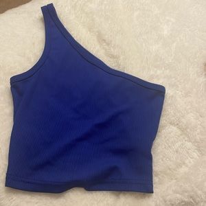 Cute blue one sleeve tank